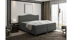 Stylefy Heaven Boxspringbett Dunkelgrau Strukturstoff INARI 140x200 cm