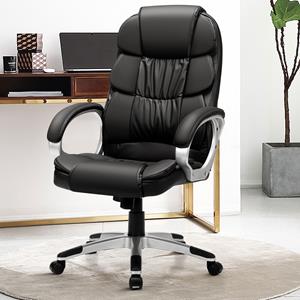 costway ergonomische bureaustoel met dik kussen en gedempte armleuningen draaibare computerstoel zwart