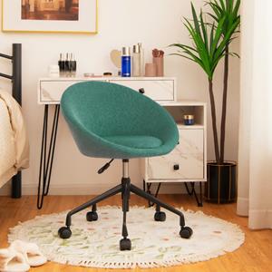 Coast Modern Swivel stoel gemaakt van linnenstof met hoogte -verstelbare stoel en flexibele rollen groen