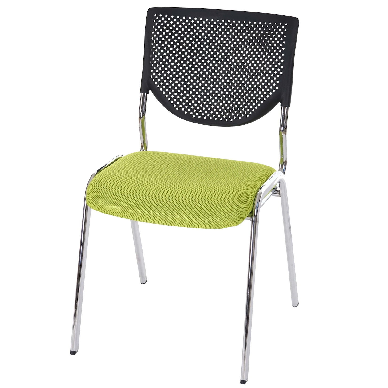 MCW Besucherstuhl H401, Konferenzstuhl stapelbar, Stoff/Textil ~ Sitz grün, Füße chrom