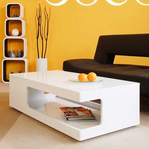 Rodario Wohnzimmer Tisch in modernem Design Weiß Hochglanz Oberfläche