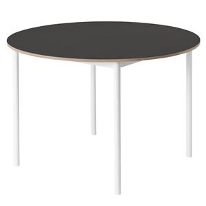 Muuto Base Round Tafel - Zwart Linoleum/Multiplex/Wit