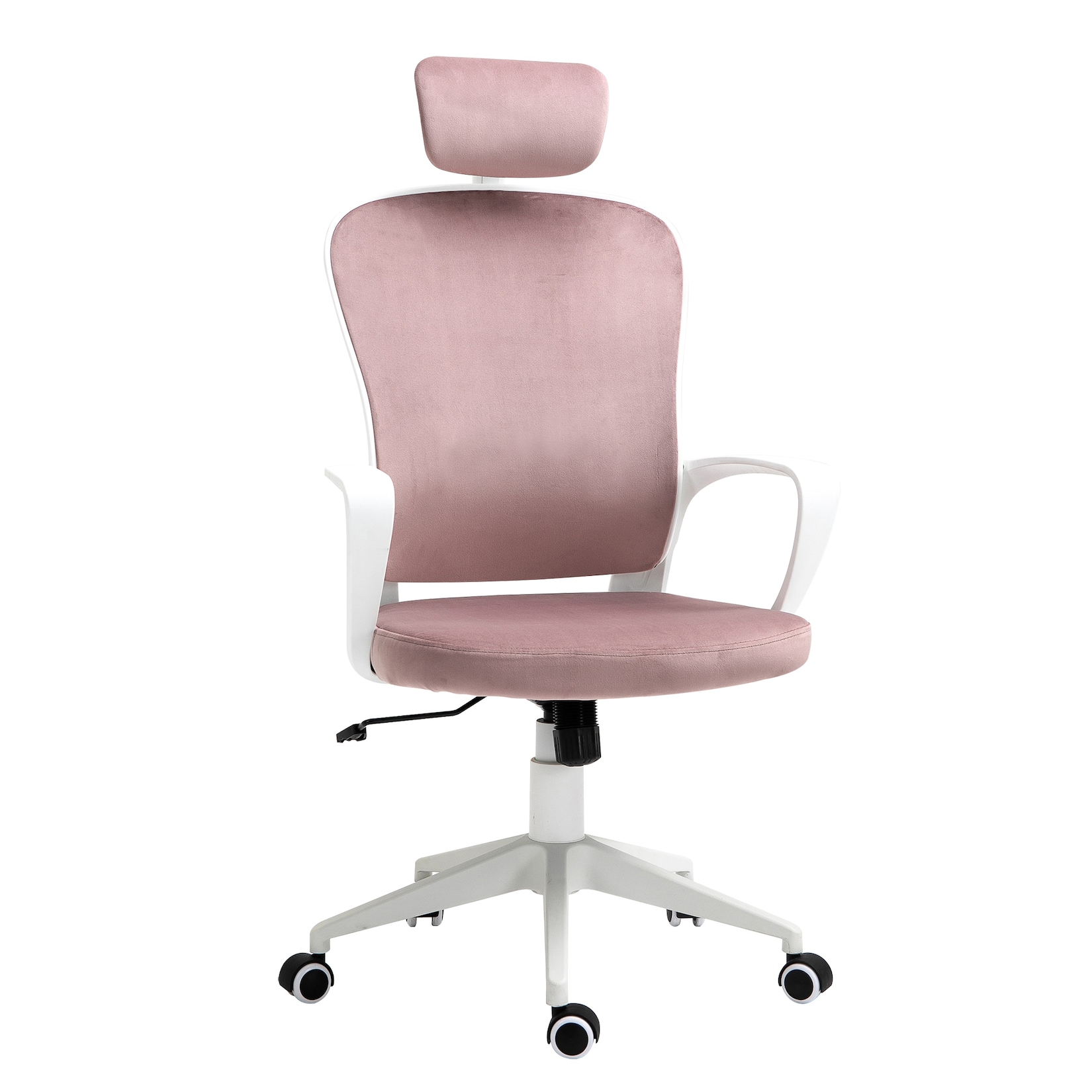 Vinsetto Bureaustoel ergonomisch - Fluweel Polyester - Roze - 63 x 64 x 118-128 cm