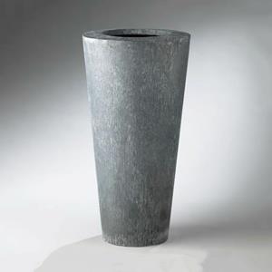 Gartentraum.de Hohe Bodenvase aus Stahl oder Cortenstahl - rund & modern - Nobeles Grana / 40x33cm (HxDm) / Stahl galvanisiert