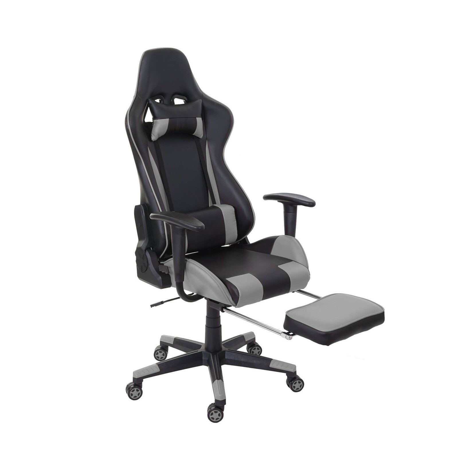 MCW Relax-Bürostuhl -D25 XXL, Schreibtischstuhl Gamingstuhl, 150kg belastbar Fußstütze ~ schwarz/grau