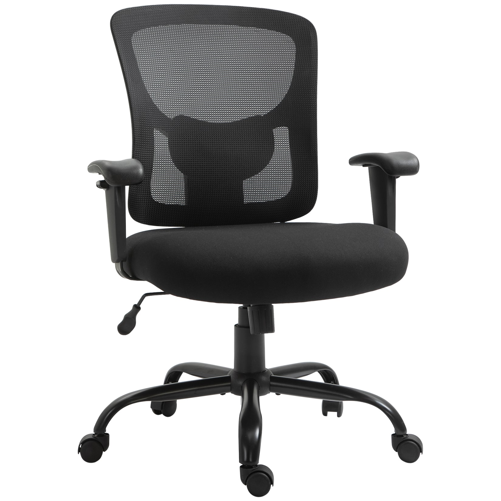 Vinsetto Bürostuhl mit Armlehne schwarz 71B x 63,5T x 100-110H cm   bürostuhl mit rückenlehne  stuhl mit rollen  für büro und wohnzimmer