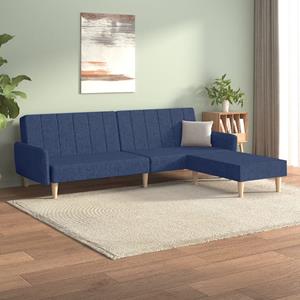 VidaXL Schlafsofa 2-Sitzer mit Fußhocker Blau Stoff 