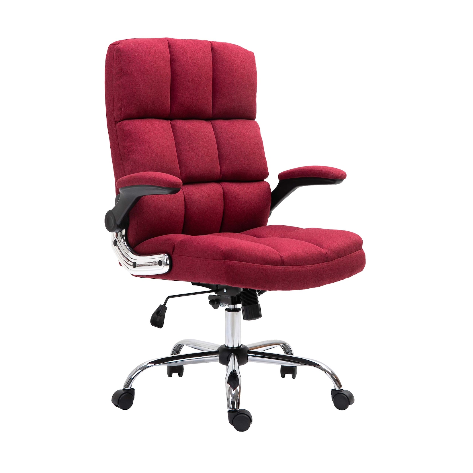 MCW Bürostuhl -J21, Chefsessel Drehstuhl Schreibtischstuhl, höhenverstellbar ~ Stoff/Textil weinrot