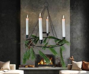 Zeitzone Adventskranz zum Aufhängen Kerzenhalter Deckenleuchter 4-flammig Metall Schwarz
