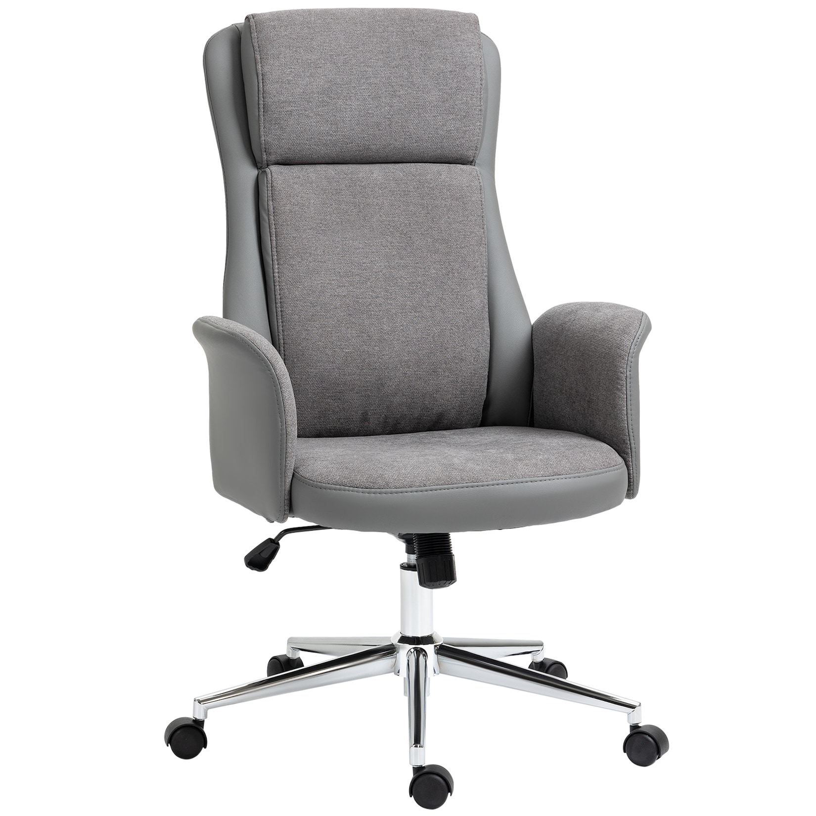 Vinsetto bureaustoel met tuimelfunctie, 360° draaistoel, kan tot 120 kg dragen, grijs