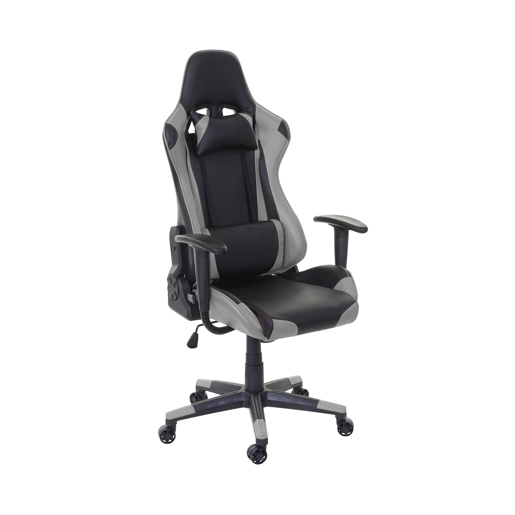 MCW Bürostuhl -D25, Schreibtischstuhl Gamingstuhl Chefsessel Bürosessel, 150kg belastbar Kunstleder ~ schwarz/grau