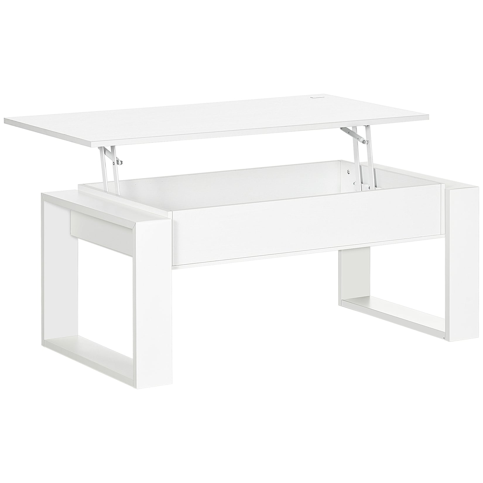 HOMdotCOM In hoogte verstelbare salontafel met verborgen opbergvak 105 cm x 79,5 cm x 59 cm wit