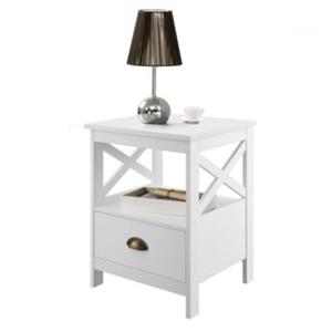 En.casa Beistelltisch Larsmo Nachttisch mit Schublade Telefontisch 54x40x35 cm Weiß weiß