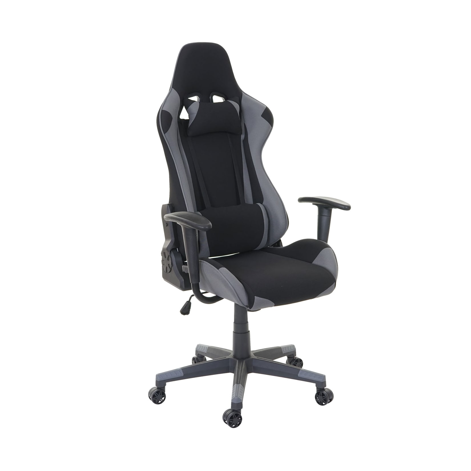 MCW Bürostuhl -D25, Schreibtischstuhl Gamingstuhl Chefsessel Bürosessel, 150kg belastbar Textil/Stoff ~ schwarz/grau