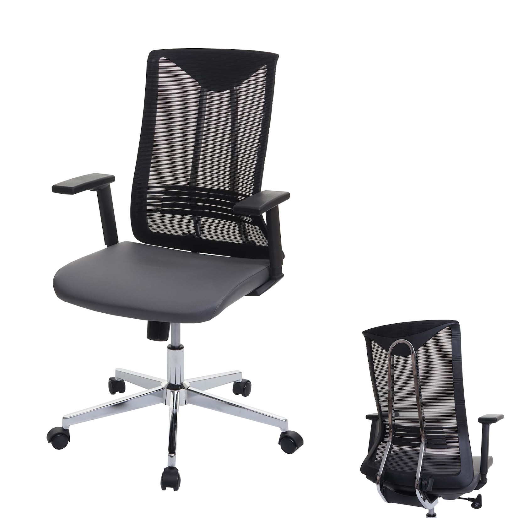 MCW Bürostuhl -J53, Drehstuhl Schreibtischstuhl, ergonomisch Kunstleder ~ grau