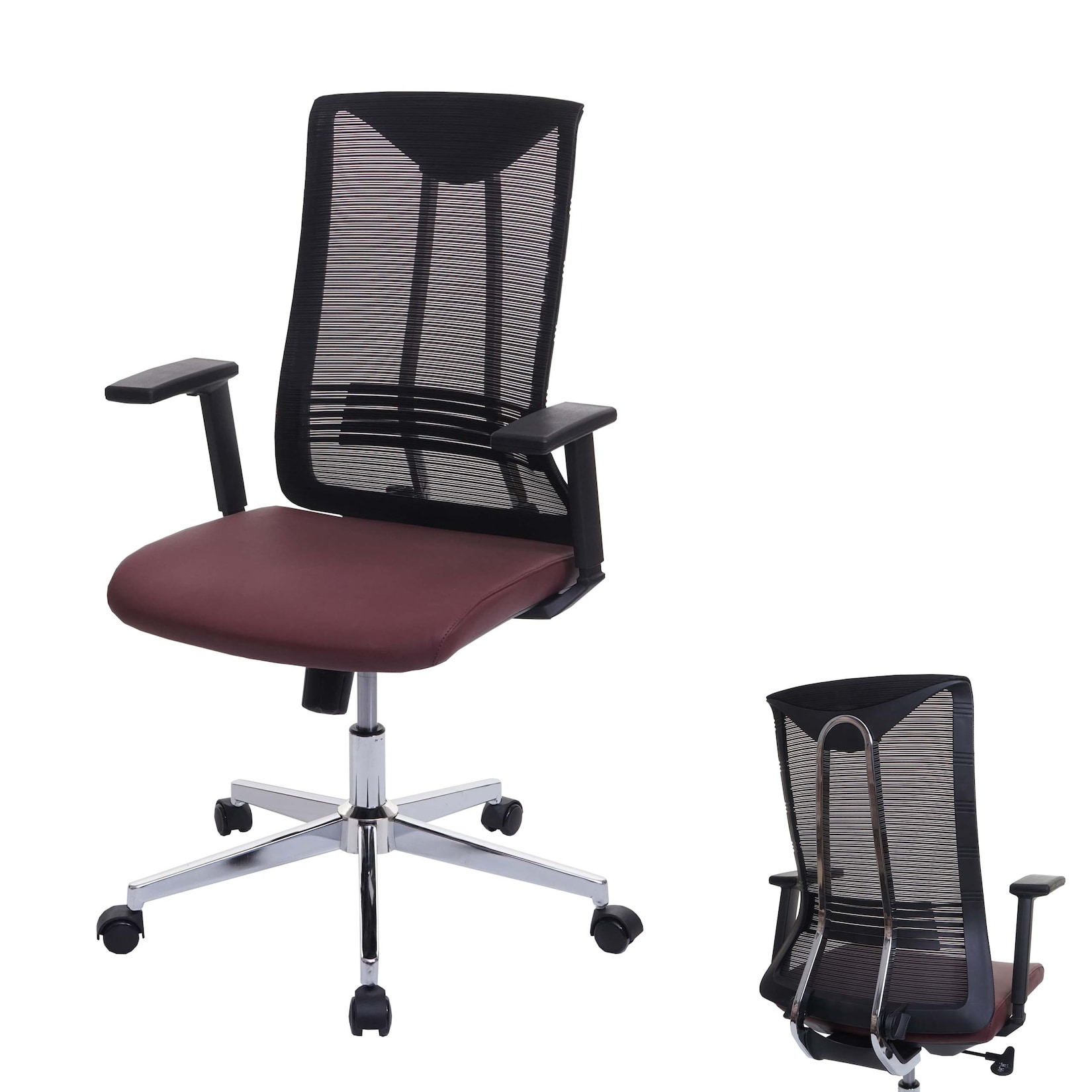 MCW Bürostuhl -J53, Drehstuhl Schreibtischstuhl, ergonomisch Kunstleder ~ bordeaux-rot