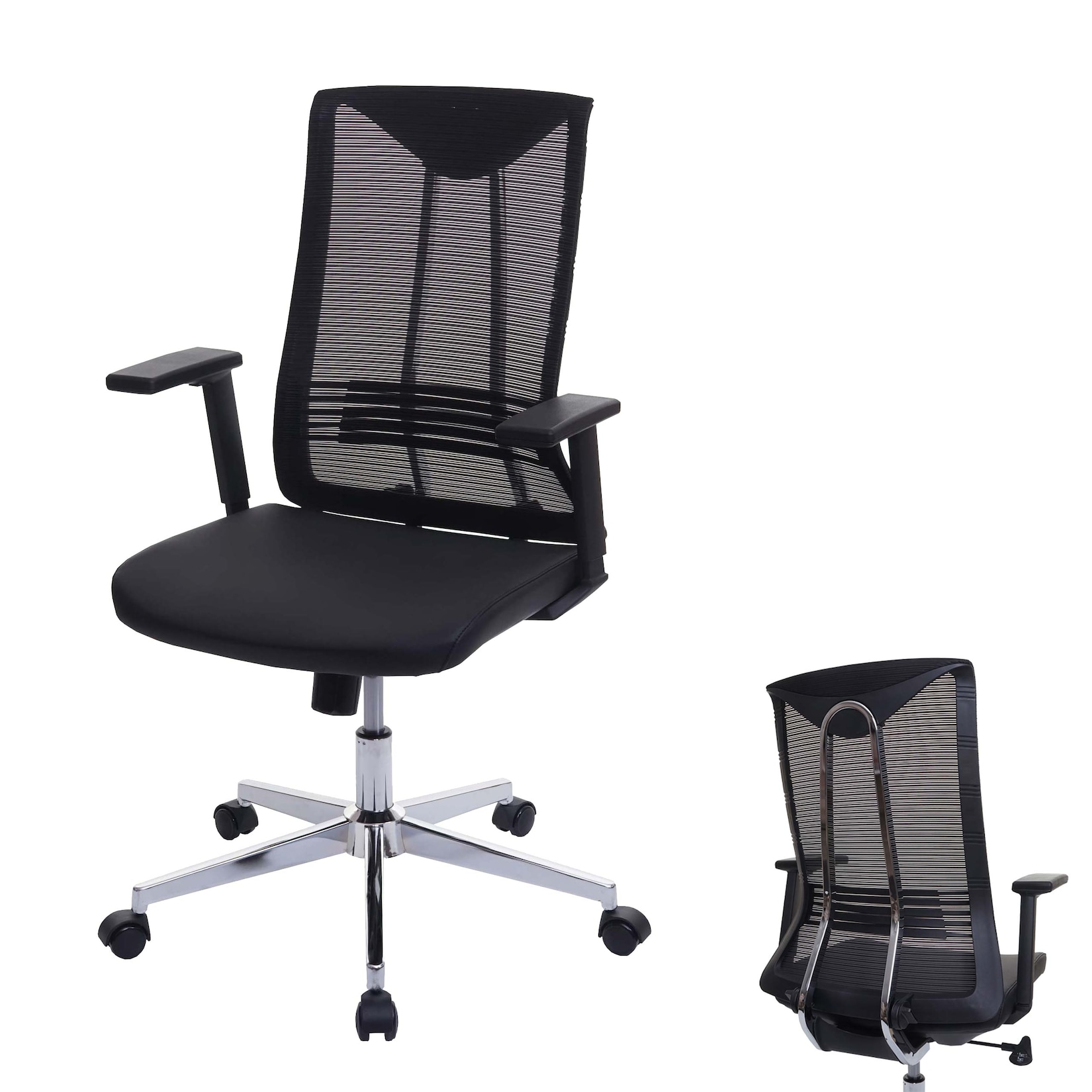 MCW Bürostuhl -J53, Drehstuhl Schreibtischstuhl, ergonomisch Kunstleder ~ schwarz
