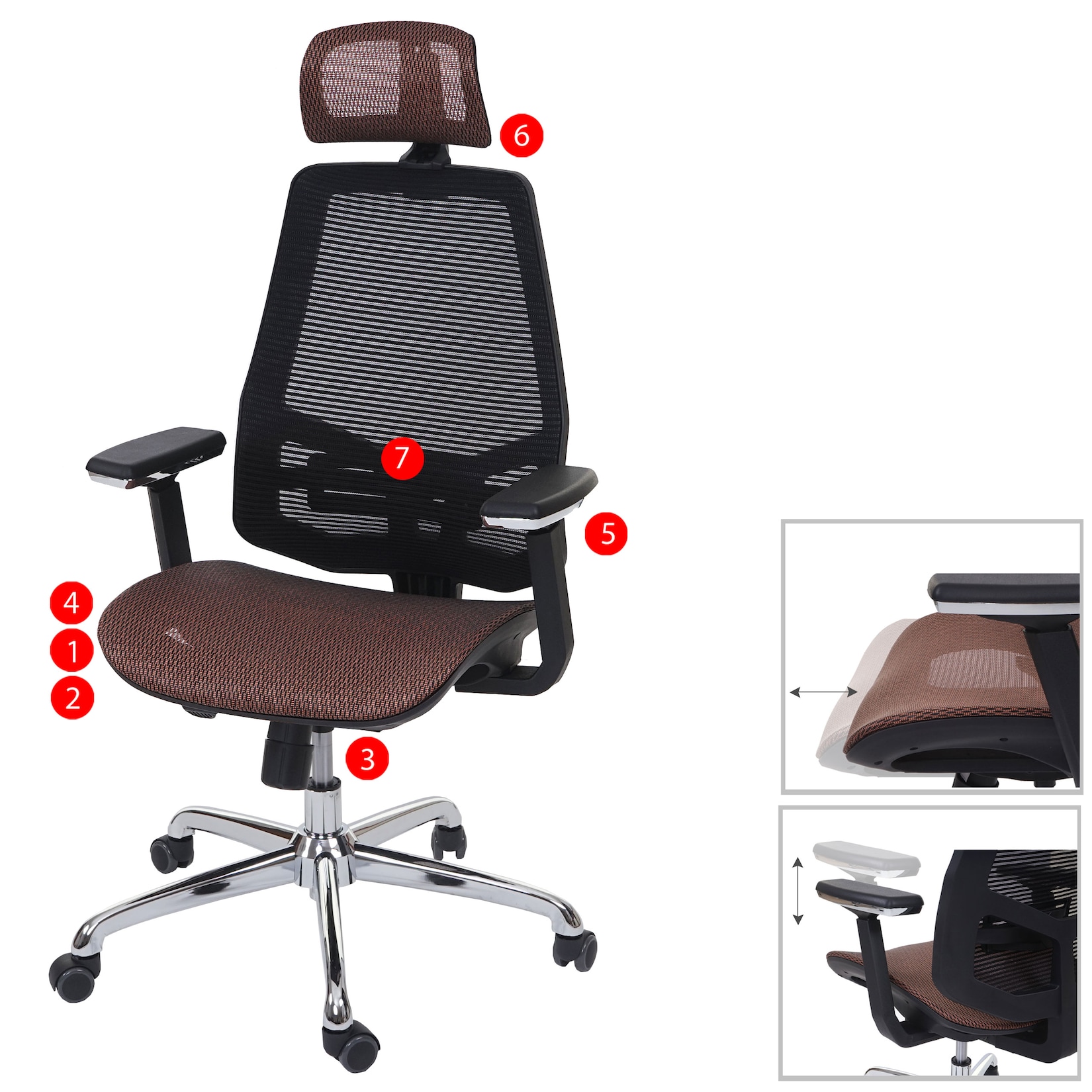 MCW Bürostuhl -A58, Schreibtischstuhl, Sliding-Funktion Stoff/Textil ISO9001 ~ mandarin/schwarz