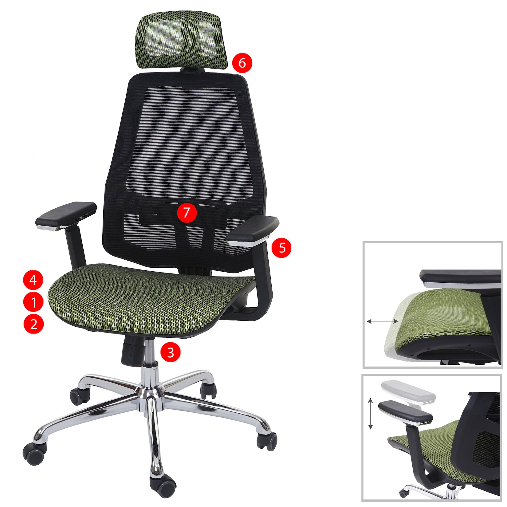MCW Bürostuhl -A58, Schreibtischstuhl, Sliding-Funktion Stoff/Textil ISO9001 ~ grün/schwarz