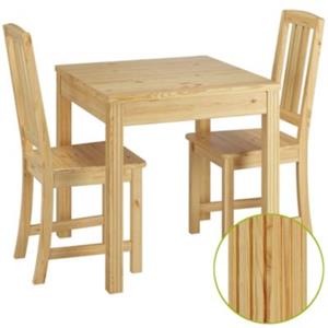 Erst-Holz Klassische Essgruppe mit Tisch und 2 Stühle Kiefer natur Massivholz