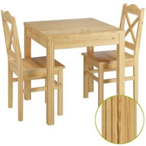 Erst-Holz Esszimmergruppe mit Tisch und 2 Stühle Kiefer natur Massivholz