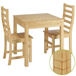 Erst-Holz Essecke mit Tisch und 2 Stühle Kiefer natur Massivholz