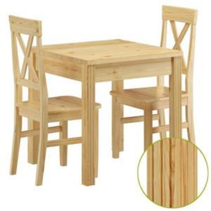 Erst-Holz Stuhl- und Tischgruppe mit Esstisch und 2 Stühlen Kiefer Massivholz natur