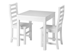 Erst-Holz Moderne weiße Essgruppe mit Tisch und 2 Stühle Kiefer Massivholz