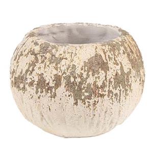 Clayre & Eef Bloempot Ø 18x13 cm Beige Bruin Steen Rond Bloempot