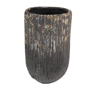 Clayre & Eef Bloempot Ø 15x24 cm Grijs Steen Rond Bloempot binnen