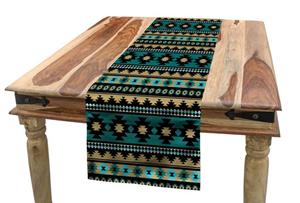 Abakuhaus Tischläufer »Esszimmer Küche Rechteckiger Dekorativer Tischläufer«, Teal Streifen Ethnische Aztec Inspired