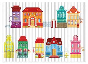 Wallario Schaum-Badematte »Bunte Häuser in einer Stadt - Comic Stil« , Höhe 5 mm, rutschhemmend, geeignet für Fußbodenheizungen