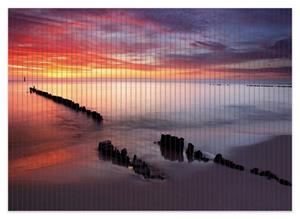 Wallario Schaum-Badematte »Sandstrand im Sonnenuntergang - Roter Himmel« , Höhe 5 mm, rutschhemmend, geeignet für Fußbodenheizungen