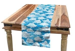 Abakuhaus Tischläufer »Esszimmer Küche Rechteckiger Dekorativer Tischläufer«, Blau und weiß Japanische Wolke Motiv