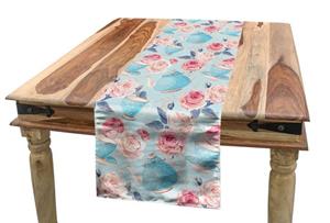 Abakuhaus Tischläufer »Esszimmer Küche Rechteckiger Dekorativer Tischläufer«, Aqua und Coral Teekannen Roses