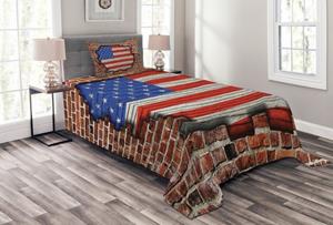 Abakuhaus Tagesdecke »Set mit Kissenbezügen Waschbar«, , Vereinigte Staaten von Amerika American National Flag