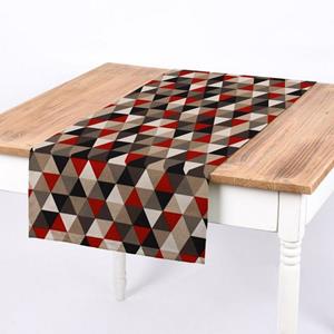 SCHÖNER LEBEN. Tischläufer » Tischläufer Halbpanama Leinenlook Dreiecke rot schwarz 40x160cm«, handmade