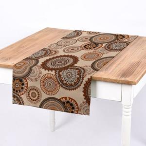 SCHÖNER LEBEN. Tischläufer » Tischläufer Leinenlook Geometric Mandala natur braun 40x160cm«, handmade