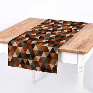 SCHÖNER LEBEN. Tischläufer » Tischläufer Leinenlook Geometric Tile Dreiecke braun 40x160cm«, handmade