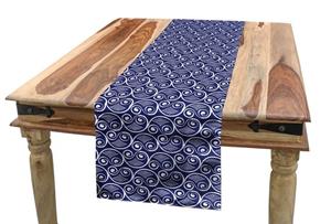 Abakuhaus Tischläufer »Esszimmer Küche Rechteckiger Dekorativer Tischläufer«, Blau und weiß Kurven Spiralen