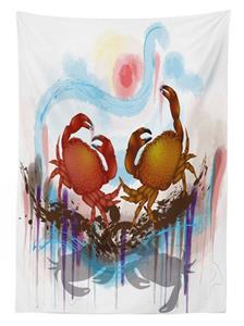 Abakuhaus Tischdecke »Farbfest Waschbar Für den Außen Bereich geeignet Klare Farben«, Abstrakt 2 Krabben Tanzen Meer