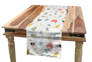 Abakuhaus Tischläufer »Esszimmer Küche Rechteckiger Dekorativer Tischläufer«, australisch Tiere Karte und Laub