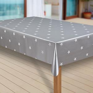 Laro Tischdecke »Wachstuch-Tischdecken Abwaschbar Grau Sterne weiß rechteckig«
