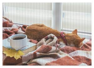 Wallario Schaum-Badematte »Schlafende Katze beim Kaffeekränzchen« , Höhe 5 mm, rutschhemmend, geeignet für Fußbodenheizungen