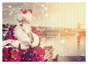 Wallario Schaum-Badematte »Christmas-Party - Weihnachtsmann mit Schnaps und Zigarre« , Höhe 5 mm, rutschhemmend, geeignet für Fußbodenheizungen