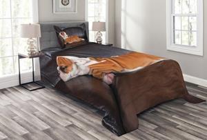 Abakuhaus Tagesdecke »Set mit Kissenbezügen Waschbar«, , Englische Bulldogge Resting Welpen