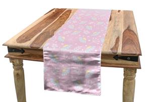 Abakuhaus Tischläufer »Esszimmer Küche Rechteckiger Dekorativer Tischläufer«, Blau Und Pink Pastellblumen Kräuter