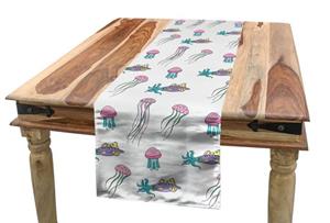 Abakuhaus Tischläufer »Esszimmer Küche Rechteckiger Dekorativer Tischläufer«, Aqua Quallen Marine Theme Cartoon