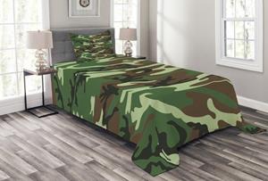 Abakuhaus Tagesdecke »Set mit Kissenbezügen Waschbar«, , Camo Classic American Woodland