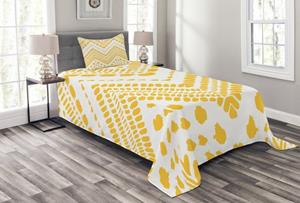 Abakuhaus Tagesdecke »Set mit Kissenbezügen Waschbar«, , Yellow Chevron Aztec Muster